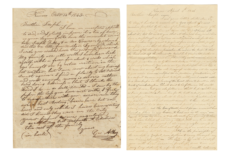 Archive of 23 Autograph Letters Signed by Mormon Convert George Alley to His Brother Joseph Alley.
