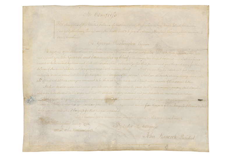 The Most Important Washington Document in Private Hands; George Washington's Commission as Commander in Chief, 1775