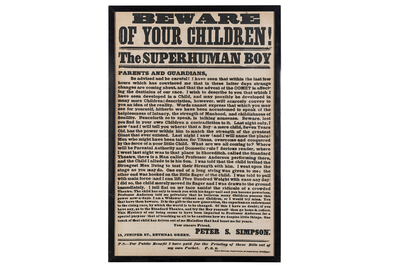 BEWARE OF YOUR CHILDREN! THE SUPERHUMAN BOY.