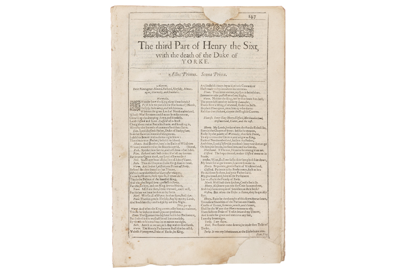 The Third Part of Henry the Sixt extracted from Shakespeare’s First Folio