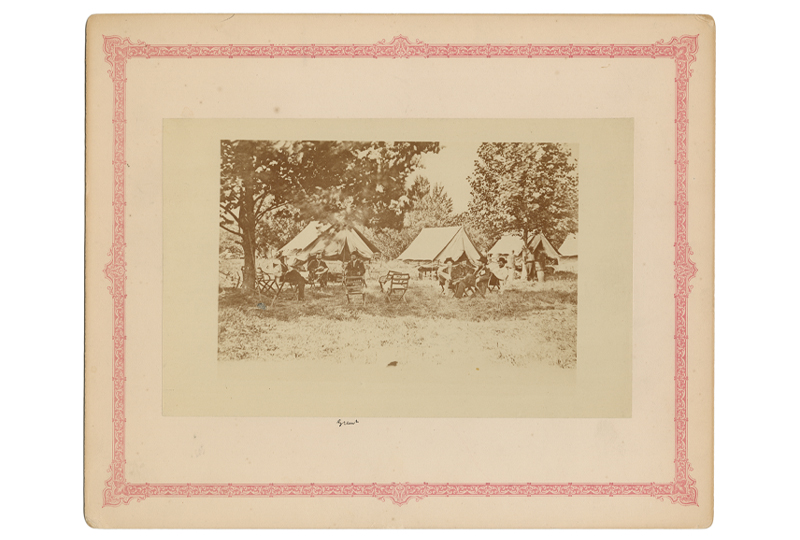 Pair of Albumen Prints of Grant and His Staff at Their Field Headquarters at City Point, VA.